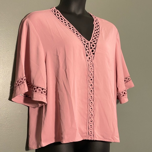 Grlasen Women Fashion 3/4 Bell Sleeve V Neck Top Lace Patchwork Casual Loose L - Picture 7 of 9